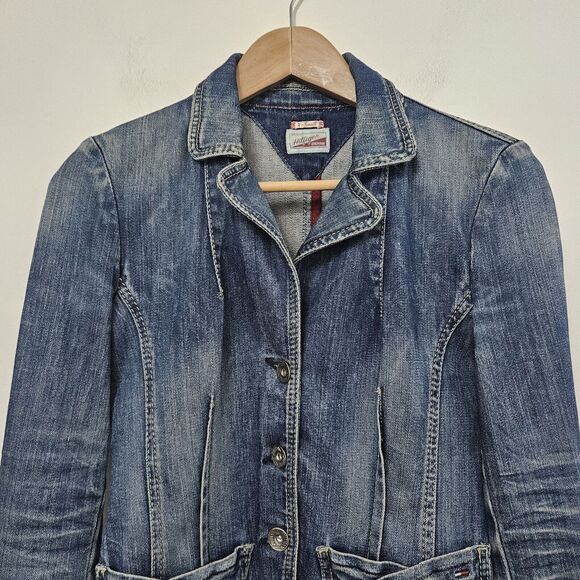TOMMY HILFIGER Vintage Women's Blue Denim Blazer Jeans Jacket Size XS - Picture 2 of 7